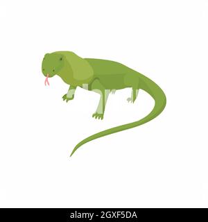 Icône de lézard en style de dessin animé isolée sur fond blanc Banque D'Images