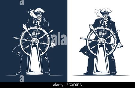 Squelette marin - capitaine pirate Illustration de Vecteur