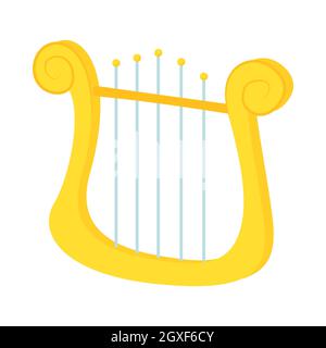 Icône Lyre de style dessin animé sur fond blanc Banque D'Images