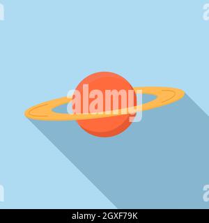 L'icône de la planète Saturn dans un style plat avec une ombre longue. Symbole d'espace Banque D'Images
