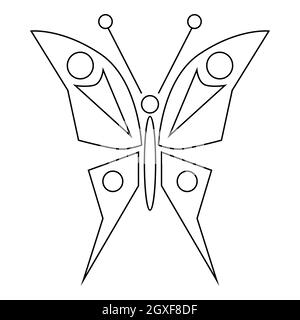 Icône en forme de papillon isolée sur fond blanc Banque D'Images