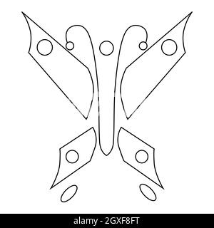 Icône en forme de papillon isolée sur fond blanc Banque D'Images