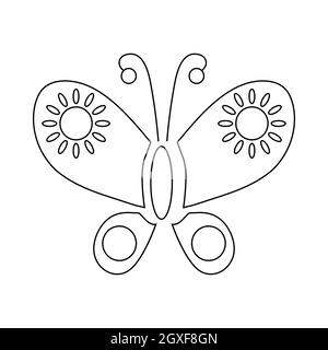 Icône en forme de papillon isolée sur fond blanc Banque D'Images