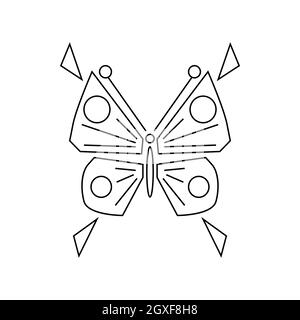 Icône en forme de papillon isolée sur fond blanc Banque D'Images
