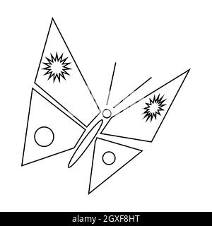 Icône en forme de papillon isolée sur fond blanc Banque D'Images