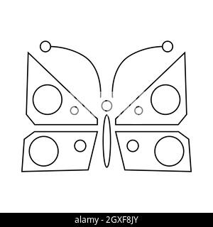 Icône en forme de papillon isolée sur fond blanc Banque D'Images