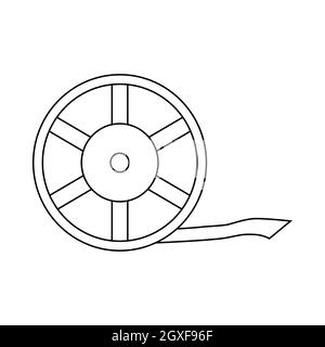 Icône de bobine de film en forme de contour sur fond blanc Banque D'Images