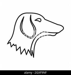 Icône Dachshund en forme de contour isolée sur fond blanc. Symbole animaux Banque D'Images