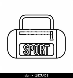Icône de sac de sport avec contour isolé sur fond blanc Banque D'Images