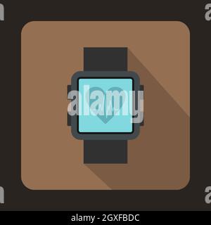 Icône SmartWatch plate sur fond marron Banque D'Images