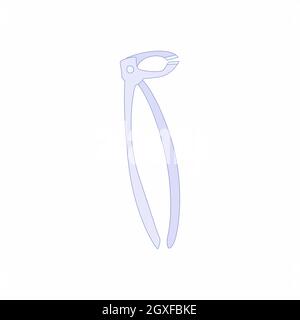 Icône d'instrument d'extraction de dent en style de dessin animé sur fond blanc Banque D'Images