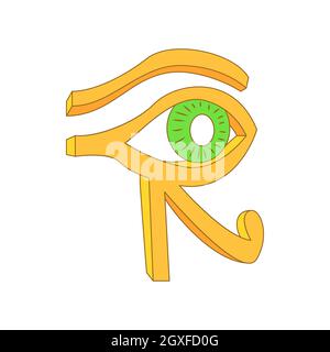 Icône œil de Horus en style de dessin animé sur fond blanc Banque D'Images