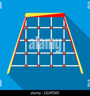 Filet d'escalade dans le terrain de jeu pour les enfants grimpez l'icône en forme de plat sur un fond bleu ciel Banque D'Images