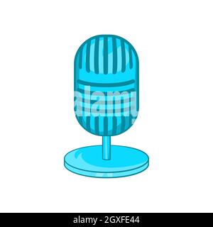 Icône de microphone rétro de style caricature sur fond blanc Banque D'Images