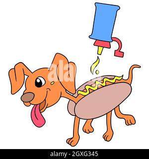 hot dogs animaux avec mayonnaise en sandwich sur le pain Illustration de Vecteur