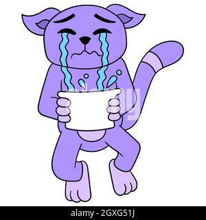 le chat était triste pleurant avec des larmes qui débordent dans le bassin Illustration de Vecteur