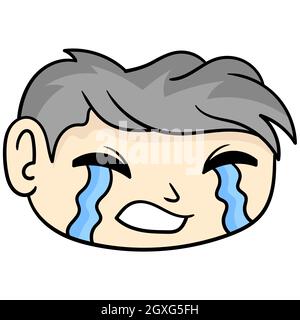 la tête de l'homme est triste en pleurs sobing Illustration de Vecteur