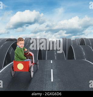 L'avenir difficile d'un enfant avec toutes les rues disjointes Banque D'Images