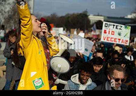 Jeunesse pour la manifestation climatique à Bruxelles Banque D'Images