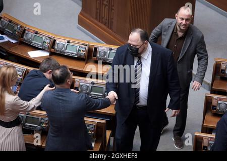 Non exclusif: KIEV, UKRAINE - 05 OCTOBRE 2021 - le premier vice-président de la Verkhovna Rada de UkraineRuslan Stefanchuk est photographié pendant le regul Banque D'Images