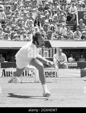 John Newcombe, Australian Open 1976, Quarter final, Kooyong Lawn tennis Club, 26 Dez.1975 - 4 janv. 1976, Melbourne. Banque D'Images