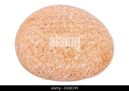 Vue de dessus d'un galet rouge isolé sur fond blanc. Banque D'Images