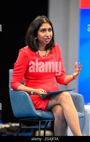 Manchester, Royaume-Uni. 5 octobre 2021. Le procureur général Suella Braverman s'est exprimé à la Conférence du Parti conservateur à Manchester. Date de la photo: Mardi 5 octobre 2021. Le crédit photo devrait se lire: Matt Crossick/Empics/Alamy Live News Banque D'Images