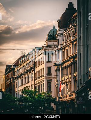 Ville de Belgrade juste avant le coucher du soleil Banque D'Images