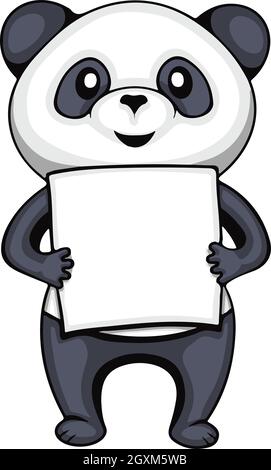 Panda mignon tenant blanc vierge. Concept de dessin animé animal isolé. SPE 10 Illustration de Vecteur