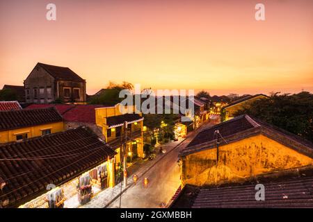 Vue aérienne de Hoi an au coucher du soleil, Vietnam Banque D'Images