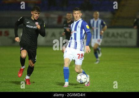 HARTLEPOOL, ROYAUME-UNI. 5 OCTOBRE Matty Daly de Hartlepool s'est Uni en action pendant le match de Trophée de l'EFL entre Hartlepool United et Morecambe à Victoria Park, Hartlepool, le mardi 5 octobre 2021. (Crédit : will Matthews | MI News) crédit : MI News & Sport /Alay Live News Banque D'Images