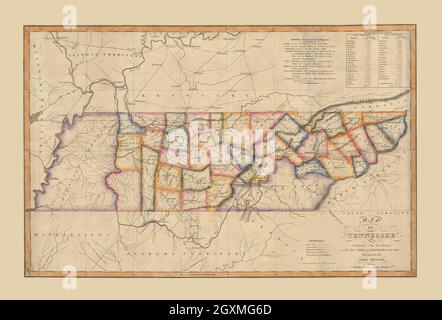 Carte du Tennessee 1818 Banque D'Images