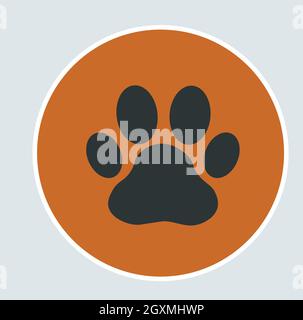 Superbe Paw de chat blanc sur fond bleu. Illustration de Vecteur