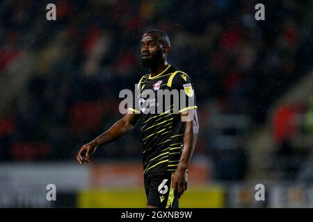 Rotherham, Royaume-Uni. 05e octobre 2021. Emmanuel Onariase #6 de Scunthorpe United à Rotherham, Royaume-Uni, le 10/5/2021. (Photo par Ben Early/News Images/Sipa USA) crédit: SIPA USA/Alay Live News Banque D'Images