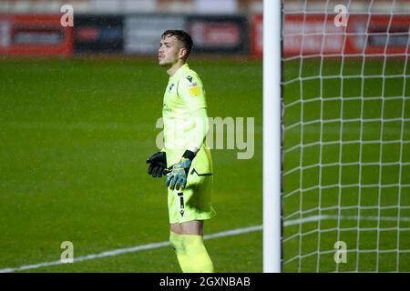 Rotherham, Royaume-Uni. 05e octobre 2021. Rory Watson #1 de Scunthorpe United à Rotherham, Royaume-Uni, le 10/5/2021. (Photo par Ben Early/News Images/Sipa USA) crédit: SIPA USA/Alay Live News Banque D'Images