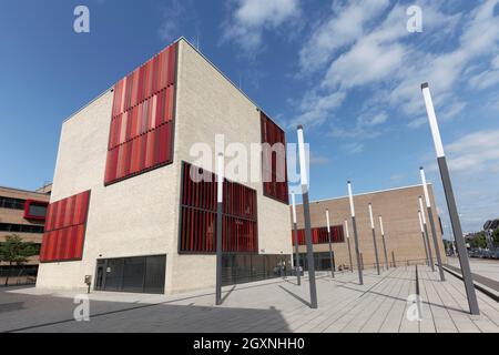 Hochschule Ruhr West, Université des sciences appliquées, Library Building, Campus Muehlheim an der Ruhr, région de la Ruhr, Rhénanie-du-Nord-Westphalie, Allemagne Banque D'Images