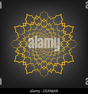 Vecteur jaune en forme de zigzag en forme de spirale.Art géométrique élément de design tendance pour cadre, logo rond, tatouage, signe, symbole,pages web, impressions, poster Illustration de Vecteur