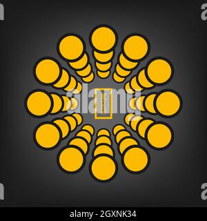 Pochoir vecteur jaune en forme de cercle. Art géométrique élément de design tendance pour logo rond, imprimés, tatouage, signe, symbole, arrière-plan abstrait Illustration de Vecteur