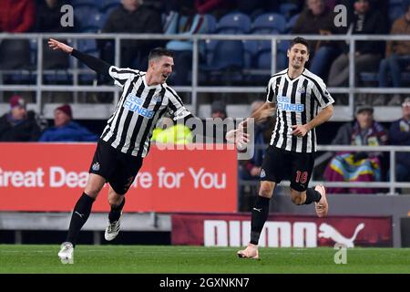 Ciaran Clark, de Newcastle United, célèbre le deuxième but du match de son côté Banque D'Images