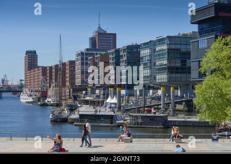 Terrasses Magellan, Sandtorhafen, port traditionnel des navires, Hafencity, Hambourg, Allemagne Banque D'Images