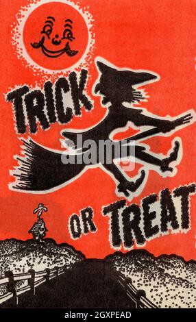 Trick or Treat - sorcière par sourire Lune Banque D'Images