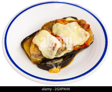 Aubergines avec viande hachée et fromage Banque D'Images