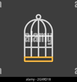 Icône de vecteur de cage d'oiseau vide sur fond sombre. Signe animal. Symbole graphique pour la conception, le logo, l'application et l'interface utilisateur du site Web vétérinaire et des animaux de compagnie Banque D'Images