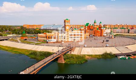 Vue aérienne de la place Patriarchaya dans la ville de Yoshkar-Ola Banque D'Images