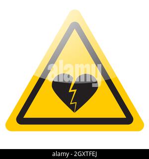 Signe d'avertissement de coeur brisé. Concept d'amour. Illustration de l'icône vectorielle Illustration de Vecteur