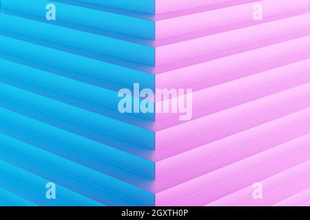 illustration 3d d'une bande de couleurs bleu et rose.Rayures géométriques similaires .Motif abstrait de lignes de croisement luminescentes Banque D'Images