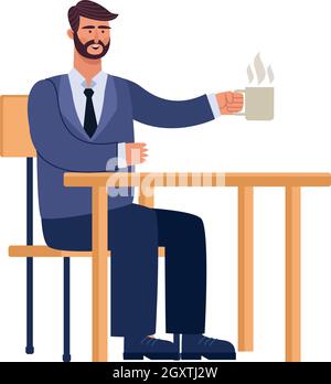 Businessman drinking coffee Illustration de Vecteur