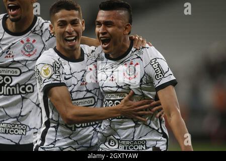 São Paulo, (SP) 05.10.2021 - Brasileiro / Corinthiens x Bahia - Cantillo célèbre son but (2-1) pendant le match de football de Campeonato Brasileiro entre Corinthiens x Bahia à la Neo Quimica Arena, à São Paulo, SP. Corinthiens a gagné le jeu 3-1. Banque D'Images