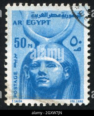 ÉGYPTE - VERS 1972 : timbre imprimé par l'Égypte, affiche le buste de la reine Nefertari, vers 1972 Banque D'Images