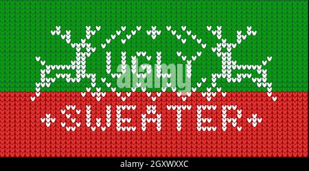 Motif classique pour un pull de Noël laid avec cerf et pin Illustration de Vecteur